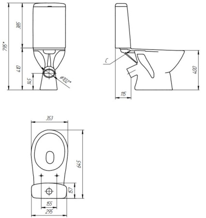 Унитаз напольный Cersanit JUST 031 3/6 TPL 64073