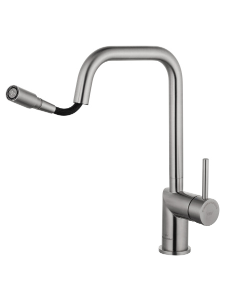 Смеситель для кухни с выдвижным изливом WONZON & WOGHAND,  брашированный никель WW-6018-BS Смеситель для кухни с выдвижным изливом WONZON & WOGHAND,  брашированный никель WW-6018-BS