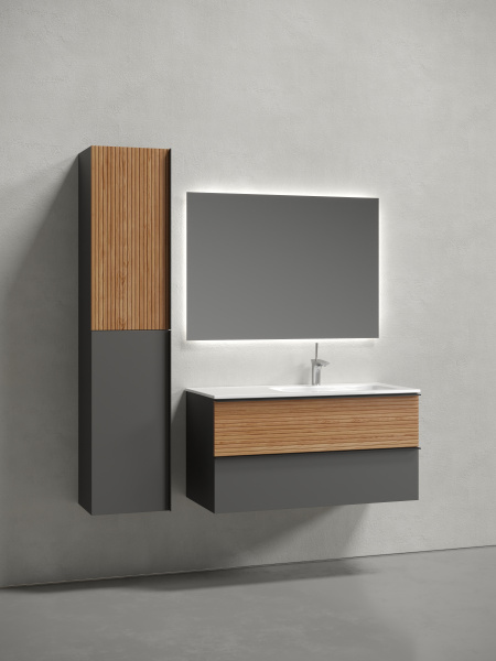 Тумба под раковину Sancos  Delta DL100RGR  дуб красный/графит