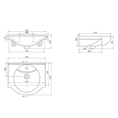 Умывальник мебельный Opadiris CeraStyle Nil 55 066000-u-01