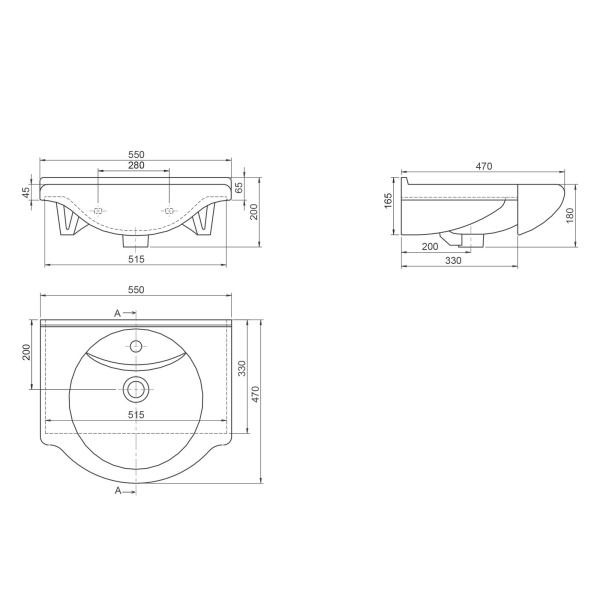 Умывальник мебельный Opadiris CeraStyle Nil 55 066000-u-01