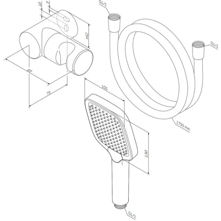 Душевой набор Am.Pm X-Joy F0118F022, 3 режима, черный матовый