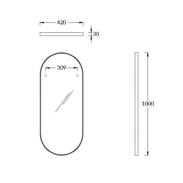 Зеркало (42х100) Kerama Marazzi Cono 42 CO.mi.P.42\BLK