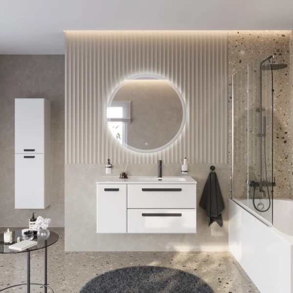 Тумба под раковину Cezares ECO-CER-N-1000-2C-1A-SO-BL-R Bianco Lucido без ручек