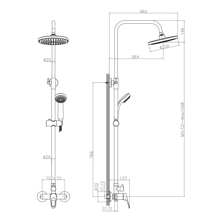Душевая система DECOROOM DR21 DR21070