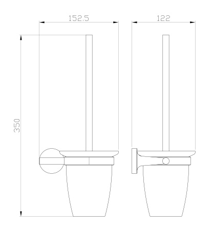 Туалетный ершик в комплекте WONZON & WOGHAND SIMPLE, хром WW-6529