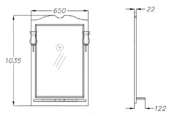 Зеркало Opadiris Брунелла 65 00-00007035  белый матовый, с выключателем, без светильника