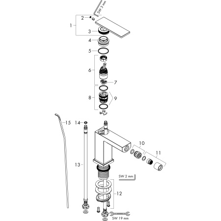 Смеситель для биде с донным клапаном Hansgrohe Tecturis E 73200670 черный матовый