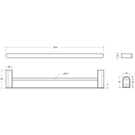 Полотенцедержатель двойной CEZARES STYLUS-THD-60-BORO