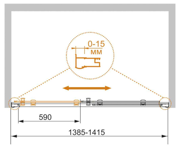 Душевая дверь (140х185) CEZARES PRATICO PRATICO-BF-1-140-C-Cr