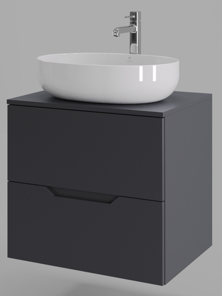 Тумба с раковиной подвесная 60 см Orange Line Li-60TugMDF+B05-520W графит/белый