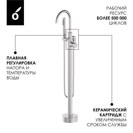 Смеситель для ванны напольного монтажа Oliveeka OL-649017-BN, никель матовый