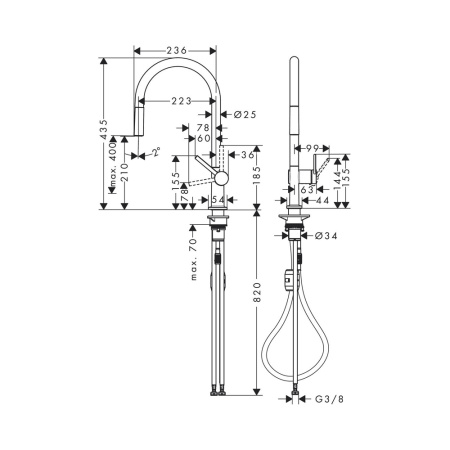 Смеситель для кухни с выдвижным изливом Hansgrohe Talis M54 1jet 72802000 хром
