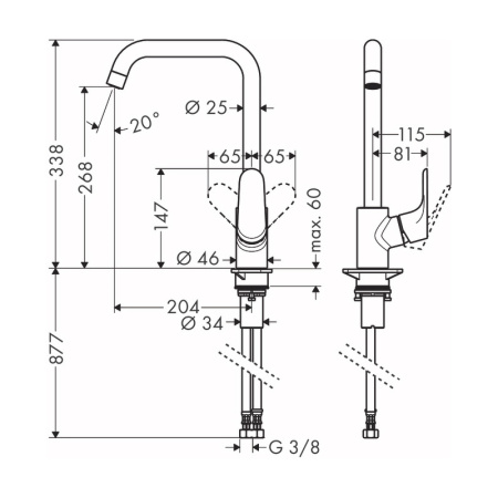 Смеситель для кухни Hansgrohe Focus M41 31820800 нержавеющая сталь