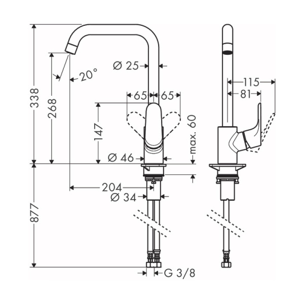 Смеситель для кухни Hansgrohe Focus M41 31820670 черный матовый