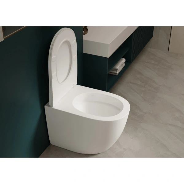 Унитаз ABBER Bequem AC1111TMW приставной белый матовый, безободковый