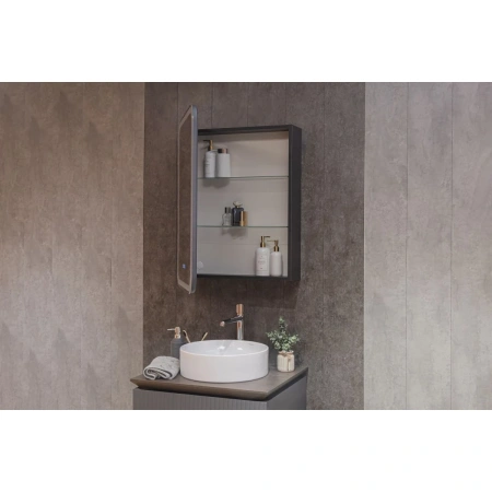 Зеркало-шкаф с подсветкой Art&Max PLATINO AM-Pla-600-800-1D-L-DS-FC-H-T-Grey