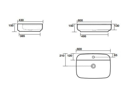 Раковина накладная (60х43) Kerasan Tribeca 514001*1 белый глянец