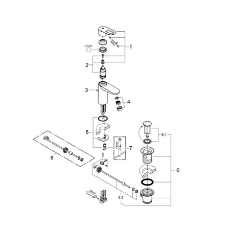 Cмеситель для раковины Grohe BauLoop 23335 000 (23335000) хром