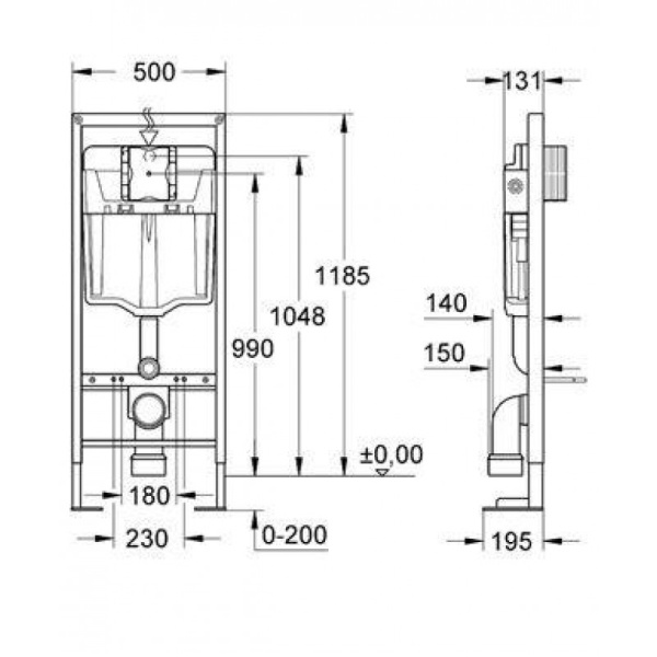 Инсталляция для унитаза GROHE DAL SL 6/9 л 38864 000 (38864000)