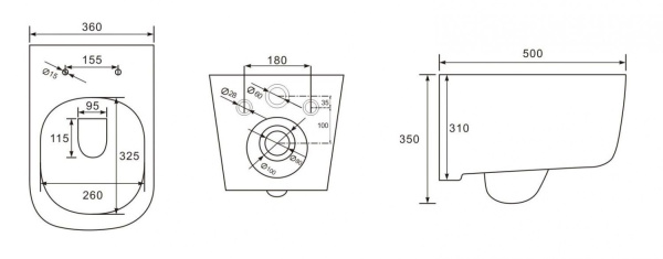 Унитаз подвесной безободковый Art&Max Monza AM232CHR (без сиденья)