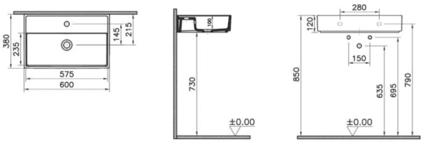 Раковина подвесная (60х38) VitrA Archiplan 7401B003-0001