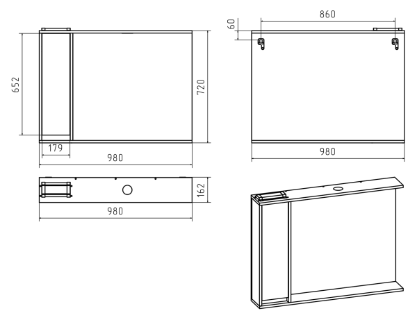 Зеркало-шкаф (98х72) Misty Алиса 100 левый Э-Али04100-01Л