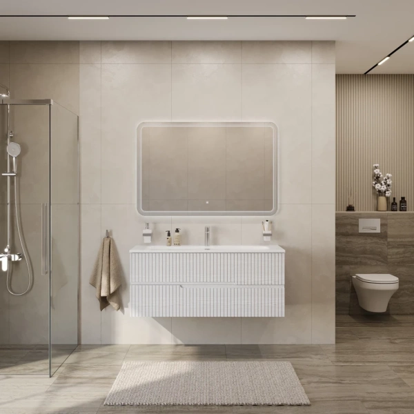 Тумба под раковину Cezares DUET-N-1200-2C-SO-FBS-P Ясень белый софт