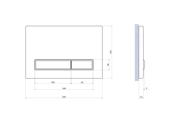 Кнопка Cersanit BLICK пластик черный матовый 64115