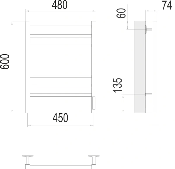 Полотенцесушитель электрический (45х60) П6 Terminus Ватикан 4670078527516 черный