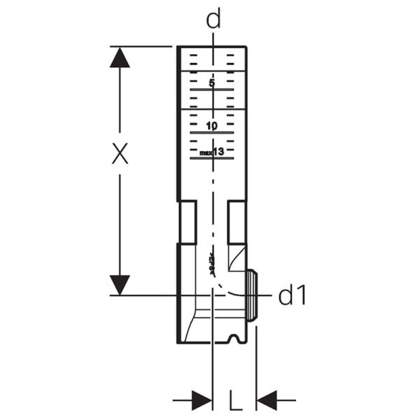 Колено смыва Geberit с направляющими: d=56мм, L=5.2см 241.294.00.1