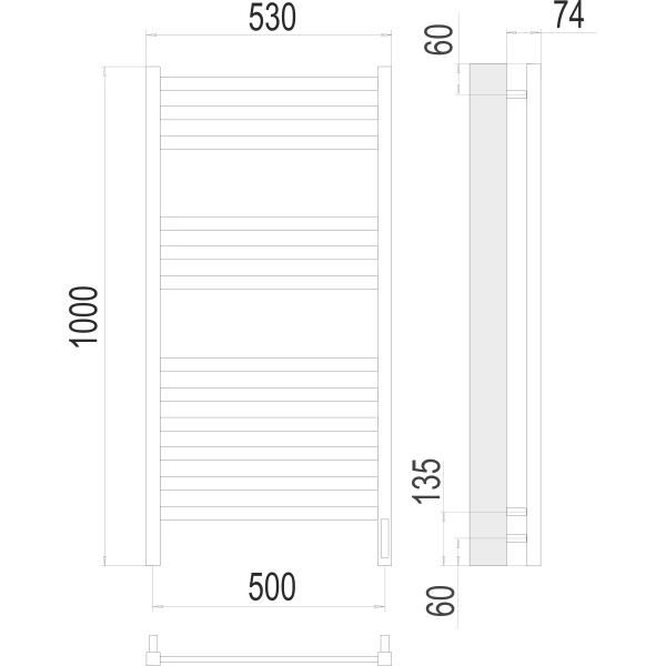Полотенцесушитель электрический Terminus Енисей (500х1000) П12 4670078526250
