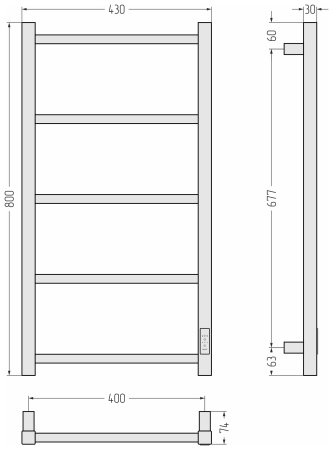 Полотенцесушитель Стилье Формат 26 (800х400) 30526-8040 правый