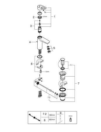 Смеситель для раковины Grohe BauLoop 23762 000 (23762000) хром