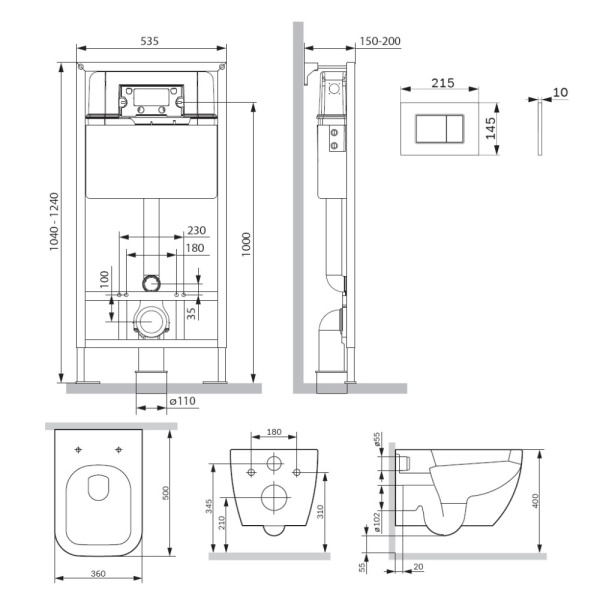 Комплект унитаза с инсталляцией Am.Pm Gem IS70201.901701