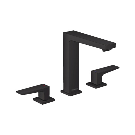 Смеситель для раковины на 3 отверстия с донным клапаном Push-Open Hansgrohe Metropol 32515670 черный матовый