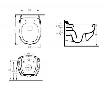 Подвесной безободковый унитаз с функцией биде с сиденьем микролифт beWash  Helenen 87303601