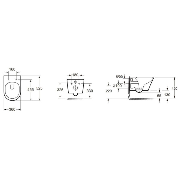 Унитаз подвесной безободковый Art&Max Bari AM822-V (без сиденья)