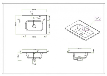 Керамическая раковина BelBagno BB500/390ETL