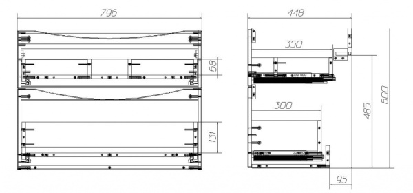 База под раковину подвесная BelBagno MARINO-H60-800-2C-SO-RW-P Rovere Moro