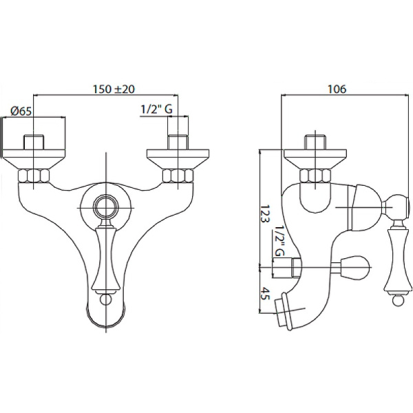 Смеситель для ванны Cezares Margot MARGOT-VM-NOP