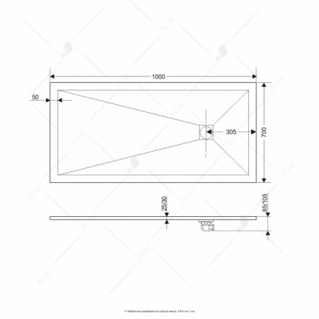 Поддон прямоугольный RGW STL-129W 14212912-01