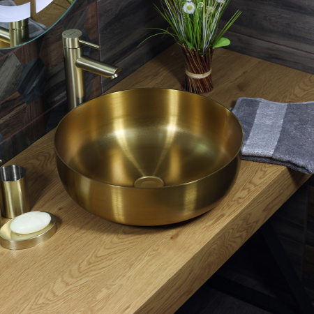 Раковина накладная (40х40) Melana Profline 400G золото