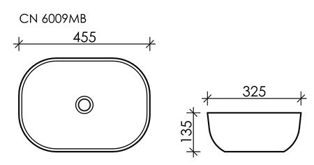 Раковина накладная (45,5х32,5) Ceramica Nova ELEMENT CN6009MB