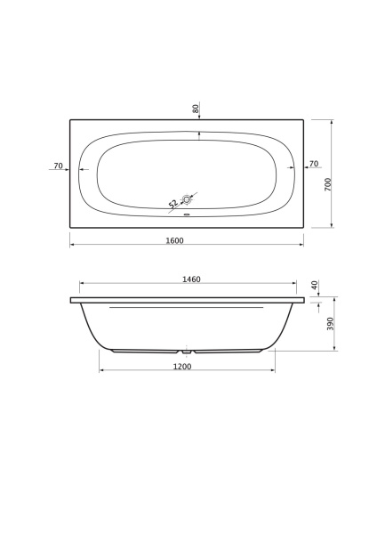 Акриловая ванна (160х70) CEZARES PIAVE-160-70-42-W37 Акриловая ванна (160х70) CEZARES PIAVE-160-70-42-W37