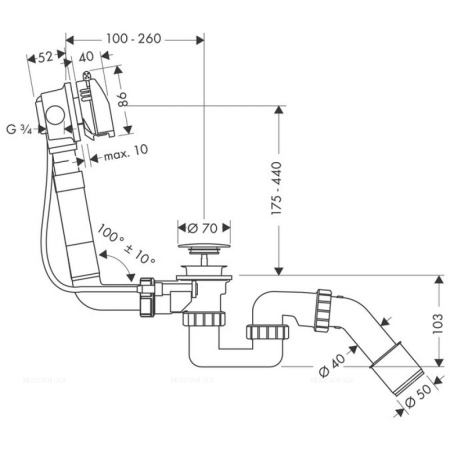 Слив-перелив для ванны Hansgrohe Exafill S 58123000