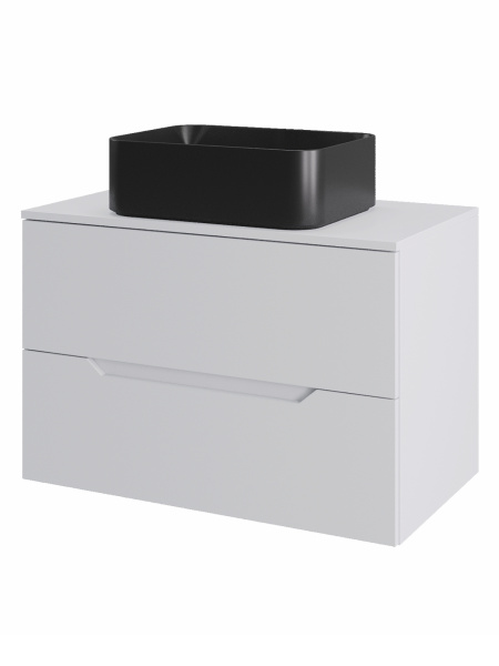 Тумба с раковиной подвесная 70 см, Orange Line Li-70TuwMDF+B02-460MB белый/черный