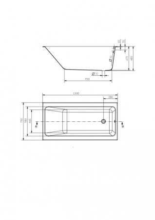 Ванна акриловая прямоугольная Cersanit CREA 150x75 P-WP-CREA*150NL