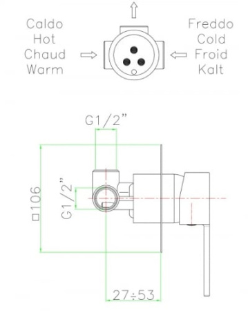 СМЕСИТЕЛЬ ДЛЯ ДУША FIORE KATANA 77CR7515
