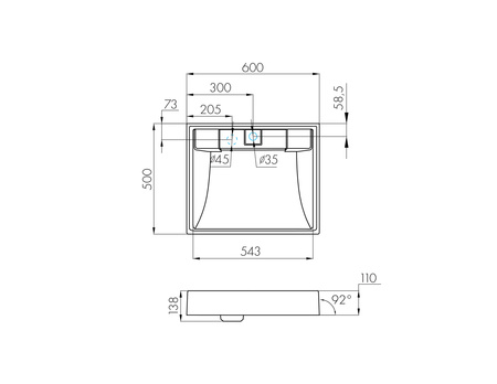 Раковина Aquaton Рейн 60 белая 1A72103KRW010